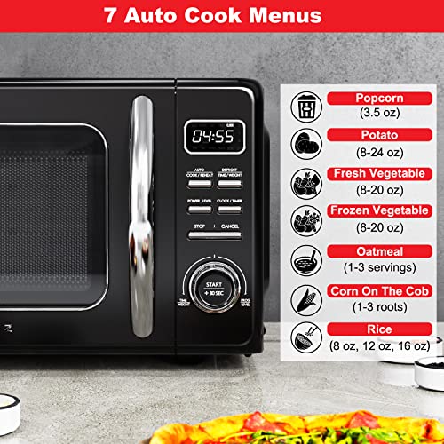 GLCMKZ07BKR07 Retro Countertop Microwave Oven with Auto Cook & Reheat (Black / .7 cu ft / Modern)