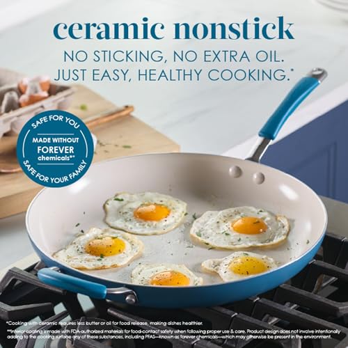Cucina Ceramic Nonstick Frying Pan (Skillet (14") / Marine Blue)