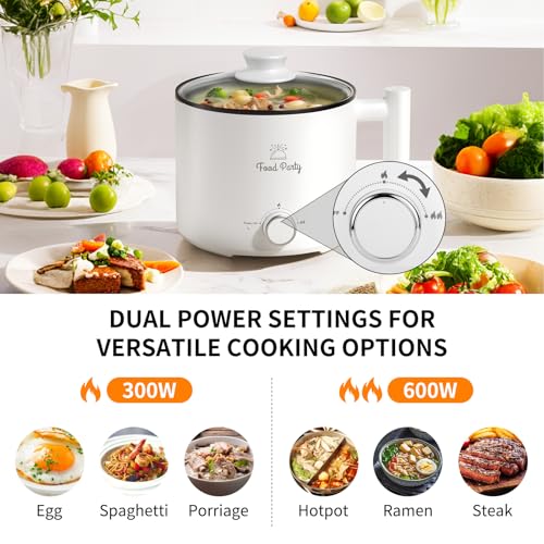 Hot Pot Electric Pot for Cooking Ramen Cooker 1.6L College Dorm Room Essentials Mini Hotpot Shabu Shabu Pot 110V Noodle Cooker Non Stick
