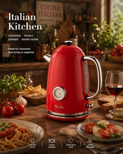 61 oz Electric Kettle with Thermometer (Red)
