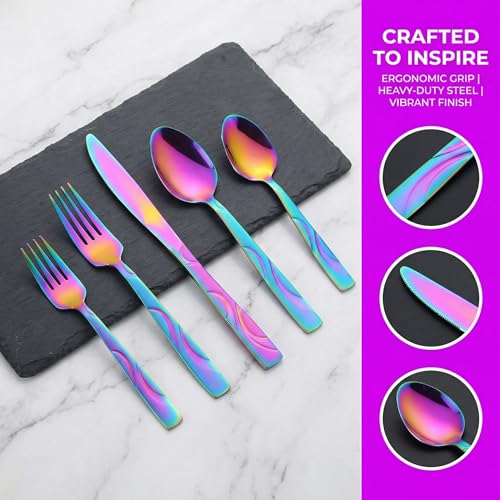 60 Piece Rainbow Silverware Set for 12 (Rainbow / 60-Piece)