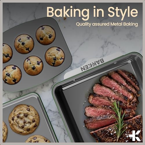 Bakken 8 Piece Ceramic Coated Bakeware Sets (Green)
