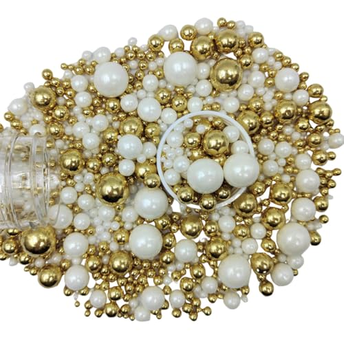 Edible White Gold Sugar Pearls Candy Sprinkles 120G (White Gold)