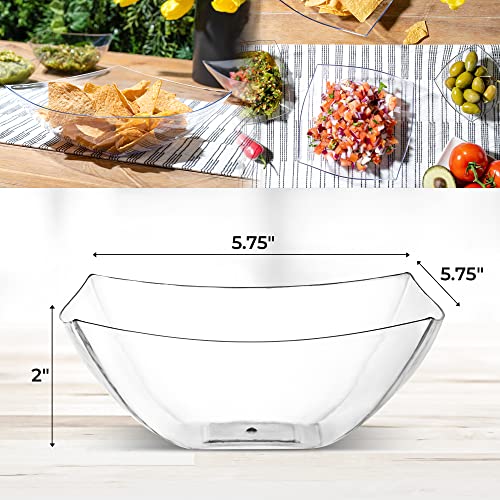 4 Pack Disposable Clear Plastic Serving Bowls Square Party & Candy 16oz (16 OUNCE / Clear)