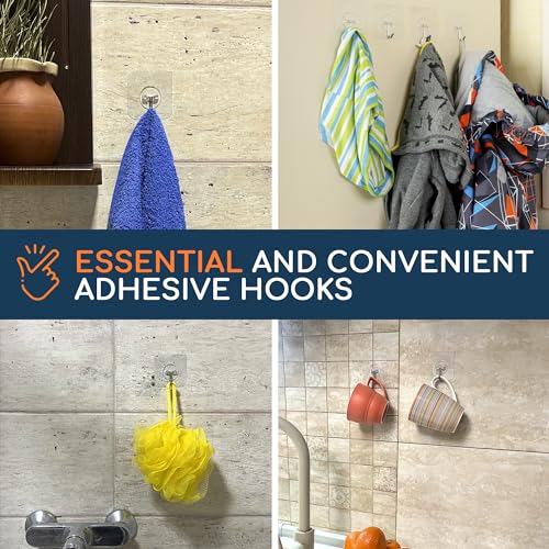 Adhesive Wall Hooks for Hanging Heavy Duty No Drill (Medium, 20 pcs)