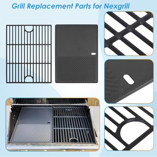 17" Cooking Grates and Griddle for Nexgrill Grill Parts 720 (17inch x 13 1/4inch)
