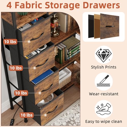 6 Tier Corner Bookshelf with LED and 4 Fabric Drawers (7 Count)