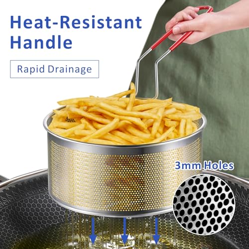 7 inch Deep Fryer Basket 304 Stainless Steel for Frying French Fries (7'' Deep Fry Basket)