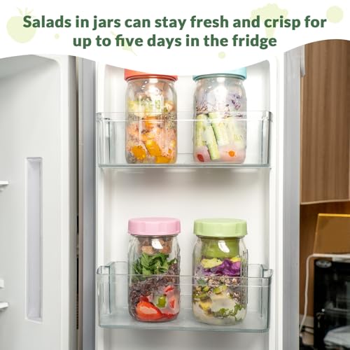 4 Pack Glass Salad Jars with Lids Meal Prep