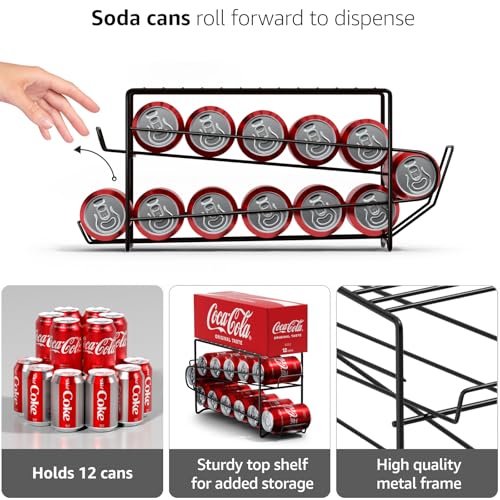 Soda Can Dispenser Rack for Fridge (12 Count)