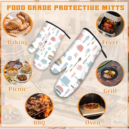 Pink Kitchen Utensil Oven Mitts and Pot Holders Set (4 Count)
