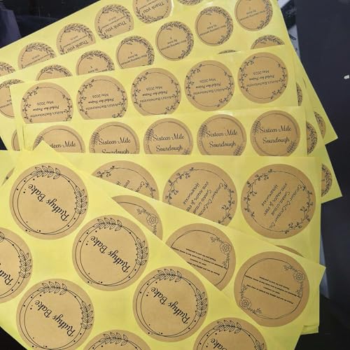 Custom Stickers Round Kraft Paper Labels Personalized with Texts (style 16)
