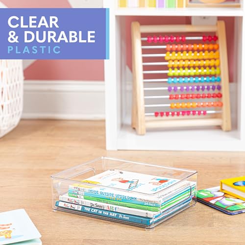 Plastic Food Storage 4 Pack Clear Container Bin with Handles for Organizing Kitchen (4 Count)