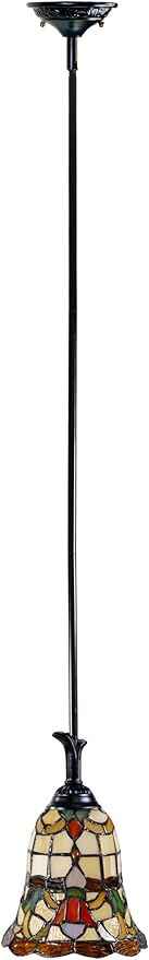 Dale Tiffany TH70101 Freeport Mini Pendant Light, Antique Bronze and Art Glass Shade, Red