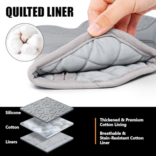 Silicone Oven Mitts and Pot Holders Sets (Gray)