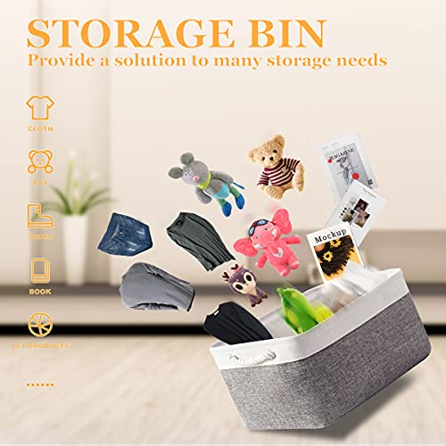 Storage Basket for Organizing (White&Grey / 3PCS/Large - 15.7Lx11.8Wx8.3H)