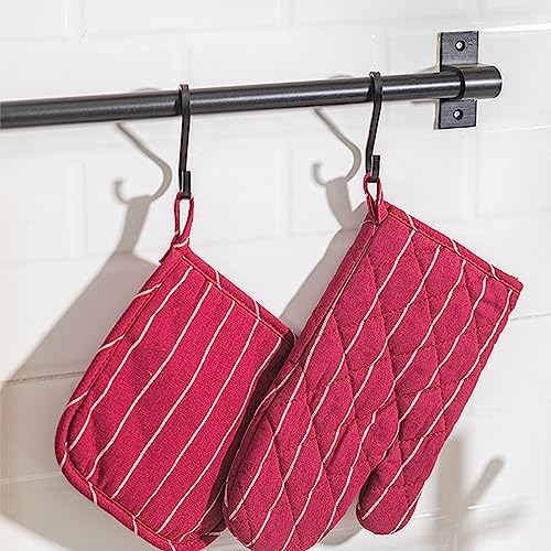 4Pcs Oven Mitts and Pot Holders (Red)