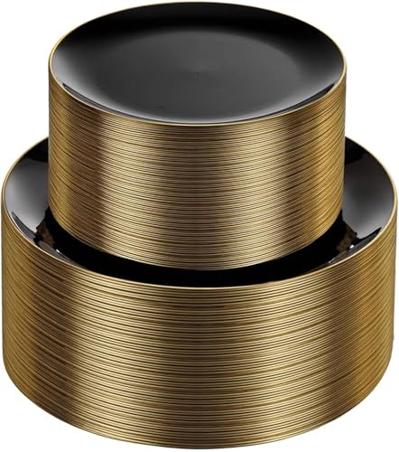 100PCS Black and Gold Plates (Black and Gold / 100 PCS)