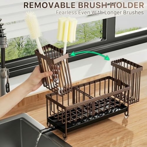 Brown Sponge Holder for Kitchen Sink (Brown - 9.25″)