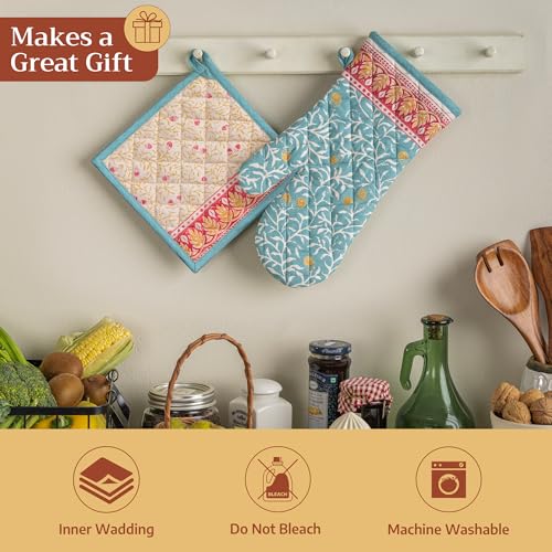 Maison d'Hermine Oven Gloves 100% Cotton Oven Mitt (122 - Carpo / 7.5" x 13" (Oven Mitt))