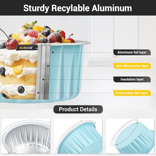 Disposable Ramekins with Lids (Blue / 60pcs)
