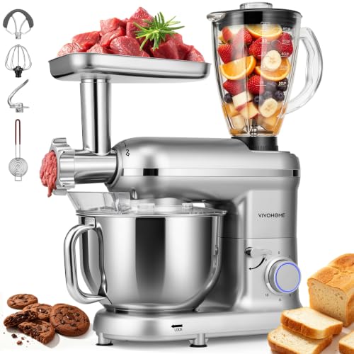 3-in-1 Stand Mixer, 6-Quart Tilt-Head Mixer, 10 Speeds, Silver (3-in-1 / Silver)