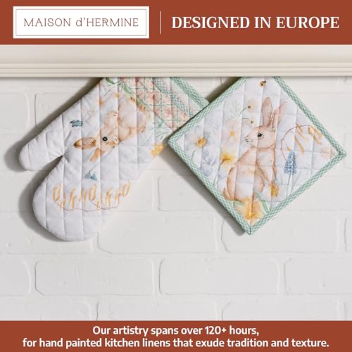 100% Cotton Oven Mitt & Pot Holder Set (076 - Easter Dew / 7.5" x 13" & 8" x 8" (Oven Mitt & Pot Holder))