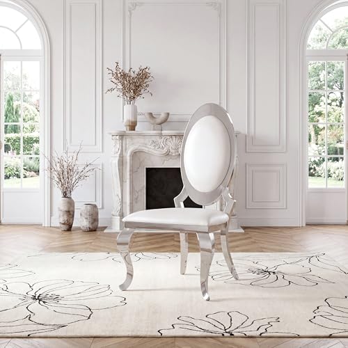 Modern Dining Chairs Set of 2 (White/Silver / Set of 2)