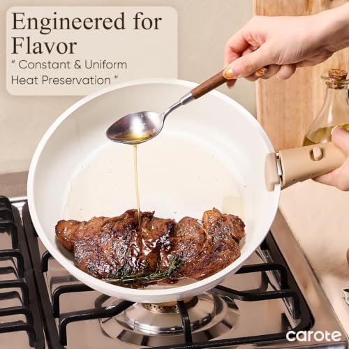 Pots and Pans Set Non Stick (White / 21 Piece)
