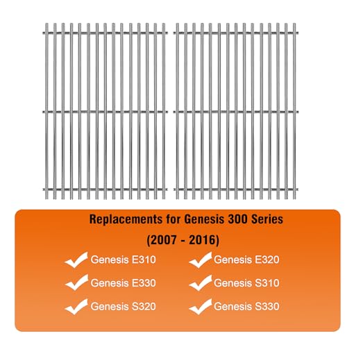 19.5" Stainless Steel Cooking Grates for Weber Genesis 300 Series (19.5"D x 25.5"W)
