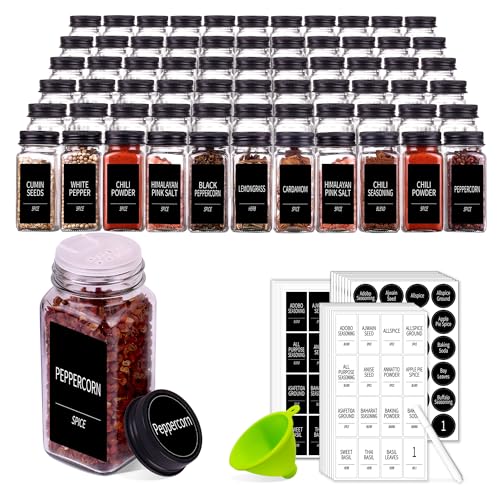 66 Pack Glass Spice Jars with Labels