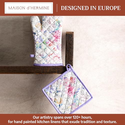 100% Cotton Oven Mitt & Pot Holder Set (044 - Floral Love / 7.5" x 13" & 8" x 8" (Oven Mitt & Pot Holder))