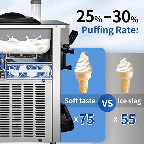 Commercial Ice Cream Maker (Countertop 3 Flavors Upgraded Model)