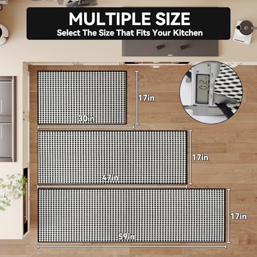 Kitchen Rugs Kitchen Mats for Floor Non Slip Washable Black 17" x47 (5.54 Sq Ft)