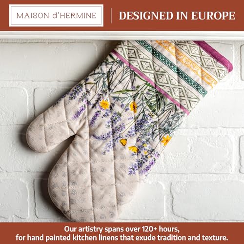Maison d'Hermine Oven Gloves 100% Cotton Oven Mitt (016 - Fanny Lavender / 7.5" x 13" (Oven Mitt))