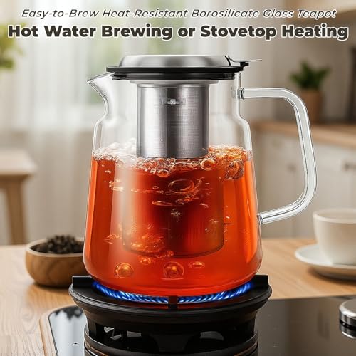 57oz Glass Tea Pot with Infuser (57 fluid ounces without thermometer)