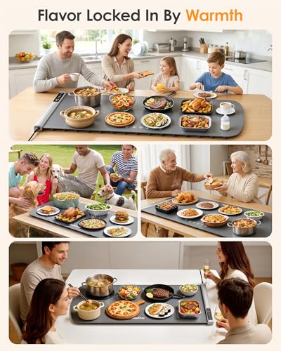 Warming Mat for Food 36"x16" with Heat Resistant Mat (Light Gray / 36x16 Inch)