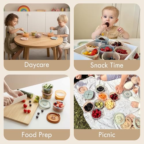 Silicone Snack Containers for Kids (3Pack-Clay/Lunar Grey/Ether)
