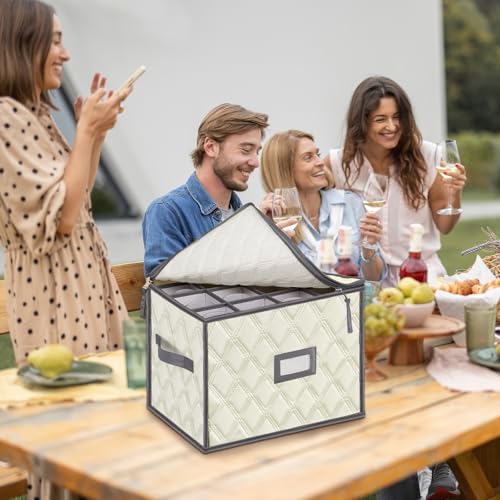 Champagne Flute Storage Box (Beige / 1 Pack Champagne Wine Glass Storage Box)