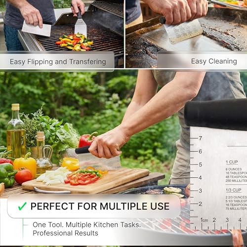 Metal Spatula Griddle Accessories Set (Plastic handle set)