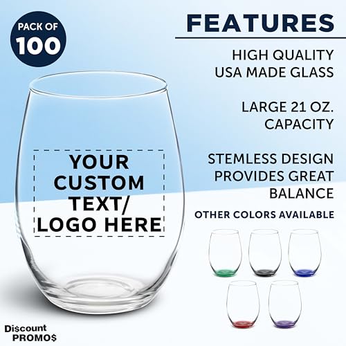 100 ARC Stemless Wine Glasses Set (100 Count)