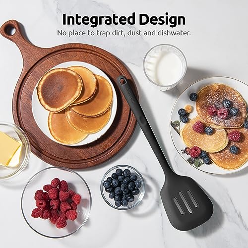 Silicone Turner Slotted Spatula (Black / 13.6")