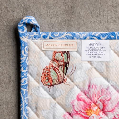 100% Cotton Oven Mitt & Pot Holder Set (017 - Canton / 7.5" x 13" & 8" x 8" (Oven Mitt & Pot Holder))