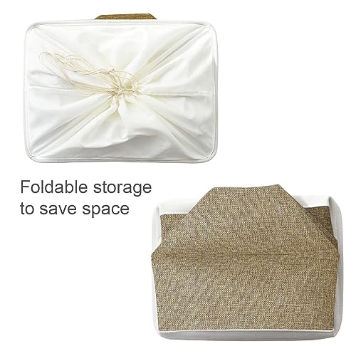 Organization Basket (White & Khaki / 3PCS/Extra Jumbo - 20.5Lx15.7Wx13.8H)