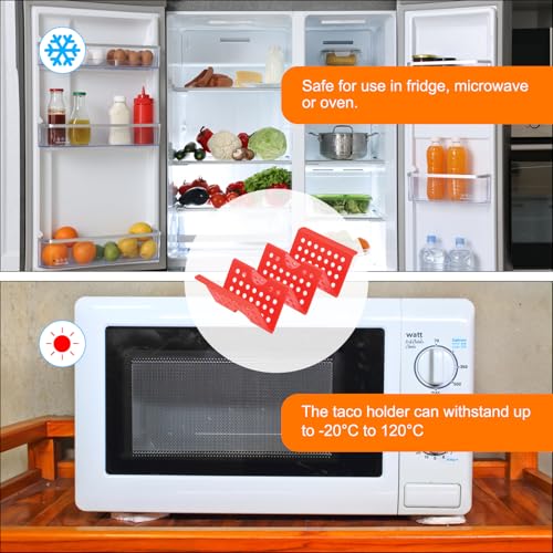 8 Pcs Taco Holder Stand Plastic Plates Hold Up to 3 Tacos (Red)