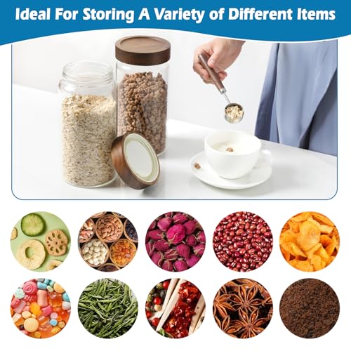 Glass Jar with Screw Top Lid 37oz Borosilicate Glass Spice Jars Seasoning Containers Kitchen Glass Food Storage Canisters for Pantry Liquid Tea Bath Salts Fermenting (2×1100ml(37oz))