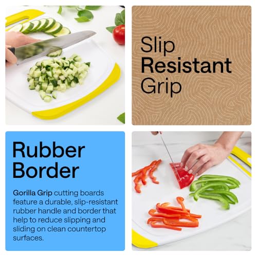 BPA Free Reversible Kitchen Cutting Board (Lemon/White / Large (Pack of 3))