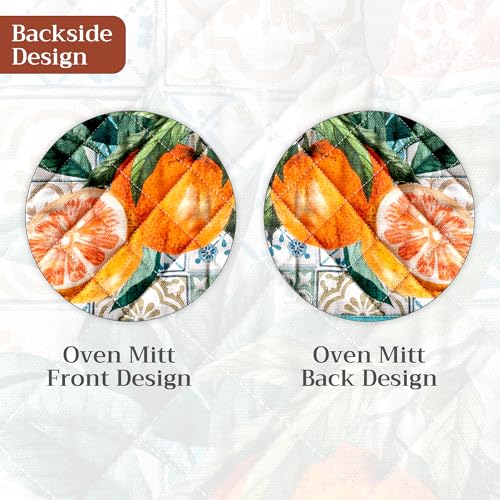 Maison d'Hermine Oven Gloves 100% Cotton Oven Mitt (010 - Agrume / 7.5" x 13" (Oven Mitt))