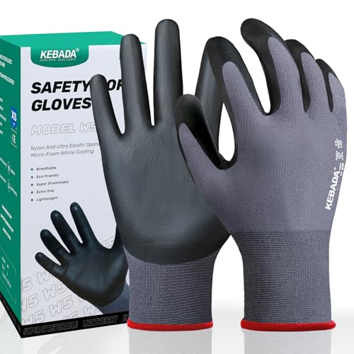 W5 Foam Nitrile Coated Work Gloves for Men & Women (12 Count)