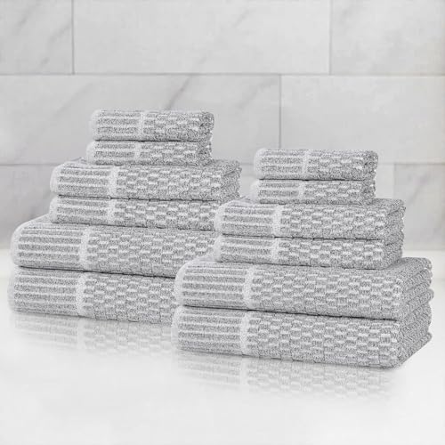 Juno Viscose Cotton Blend Medium Weight Towels (12 Piece Towel Set / Charcoal)